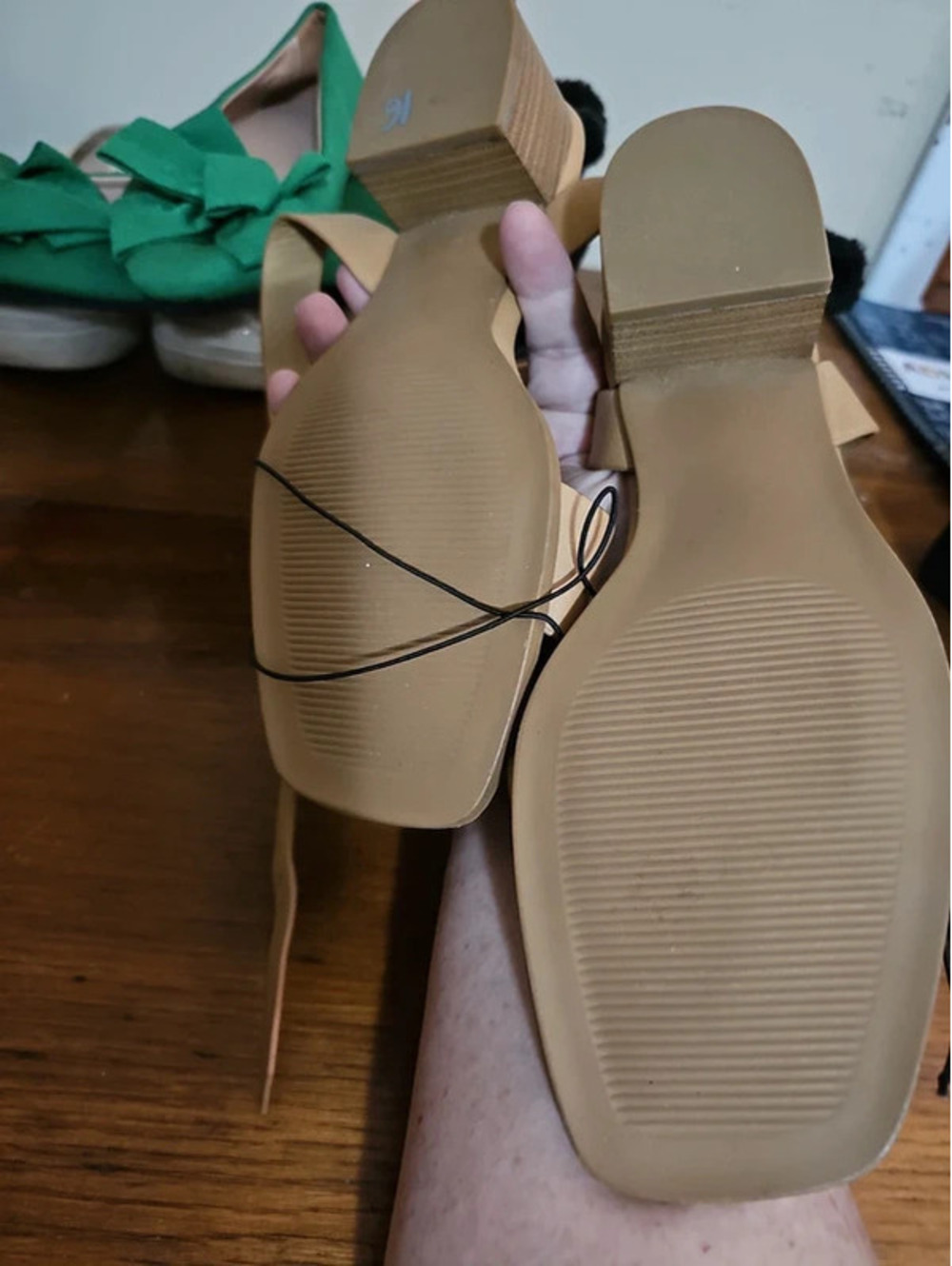 Coconuts by Matisse 8W Nude Square Toe Block Heel Slingback Sandals - Picture 4 of 4
